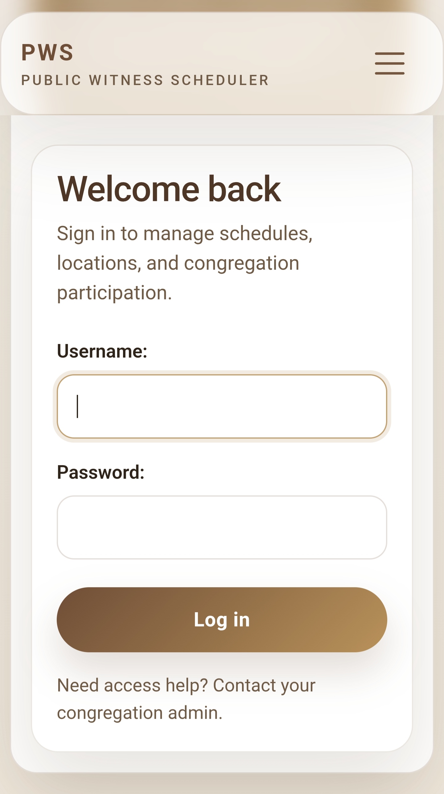 Current PWS login page where a publisher signs in for the first time